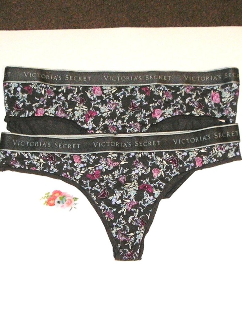 Set of 2 Victoria's Secret Butterfly & Floral Thong & Hipster Panties XL